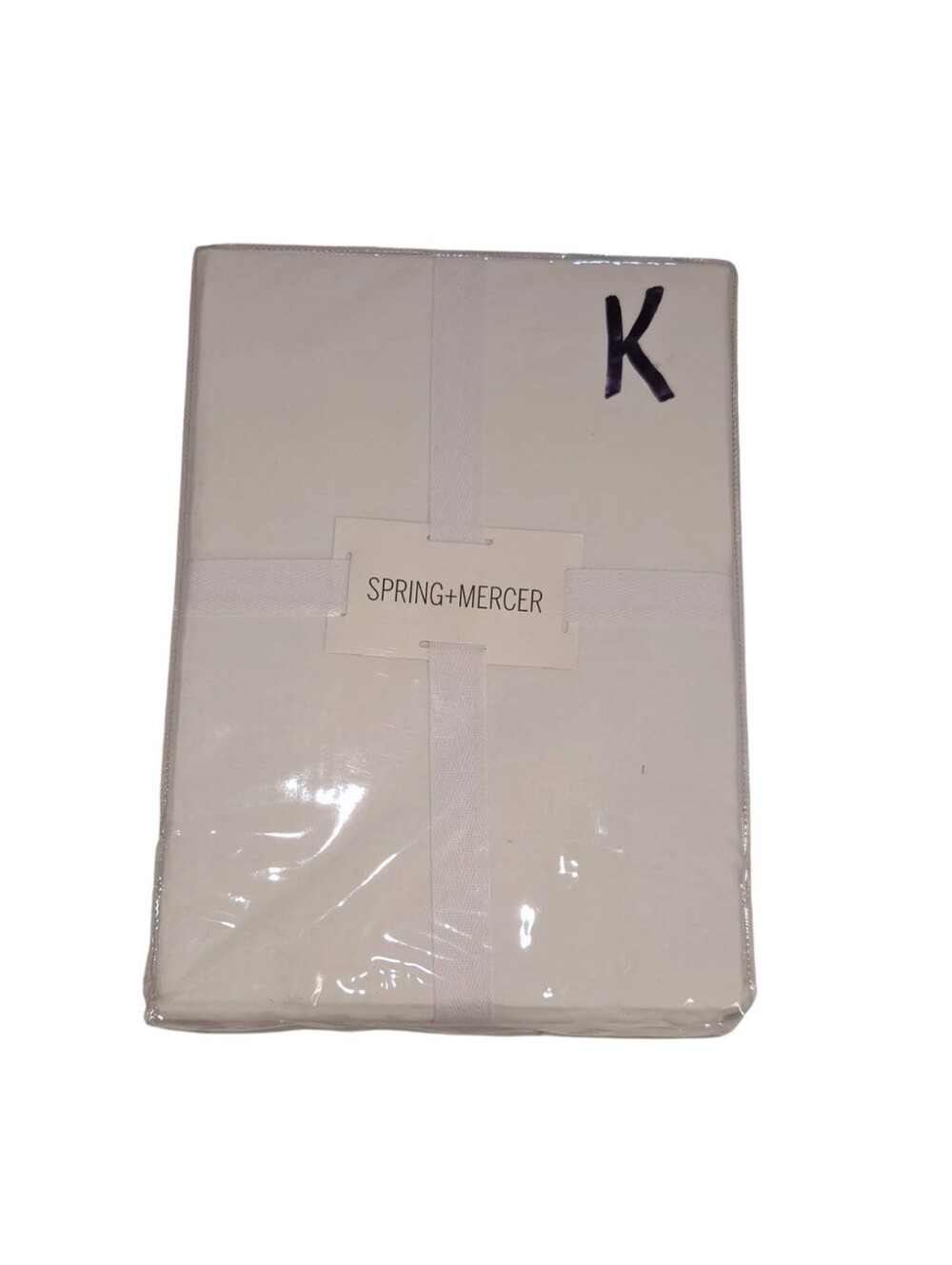 Spring+Mercer 100% Cotton Percale Duvet Cover Set King White Bedding Cottage